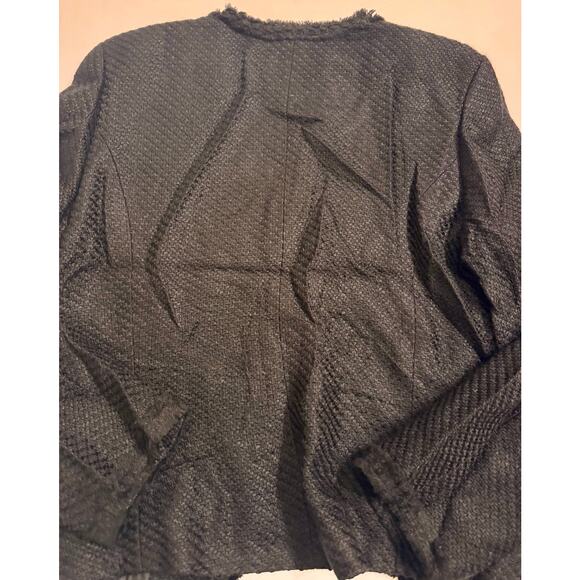 NWOT Women's Villager Liz Claiborne Hook Front Woven Jacket Black Size 16 - Picture 5 of 5